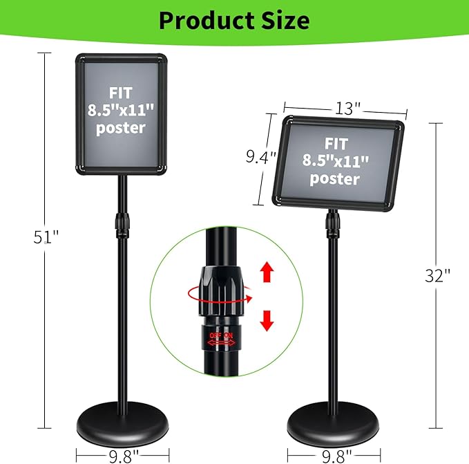 INNOVSIGN Adjustable Pedestal Sign Holder Stand 8.5''x11'', Floor Standing - Image 6