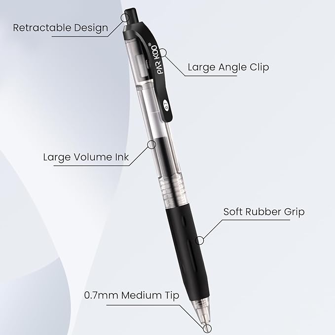 ParKoo Black Gel Pens, 70 Pack Quick Dry Retractable Medium Point 0.7mm - Image 3