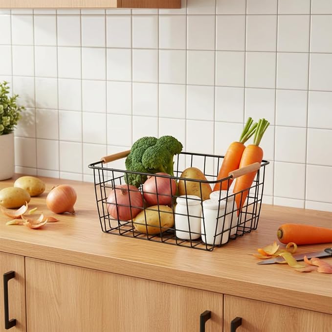 HDYOUDO Metal Black Wire Basket, Food Storage Organizer - Image 3