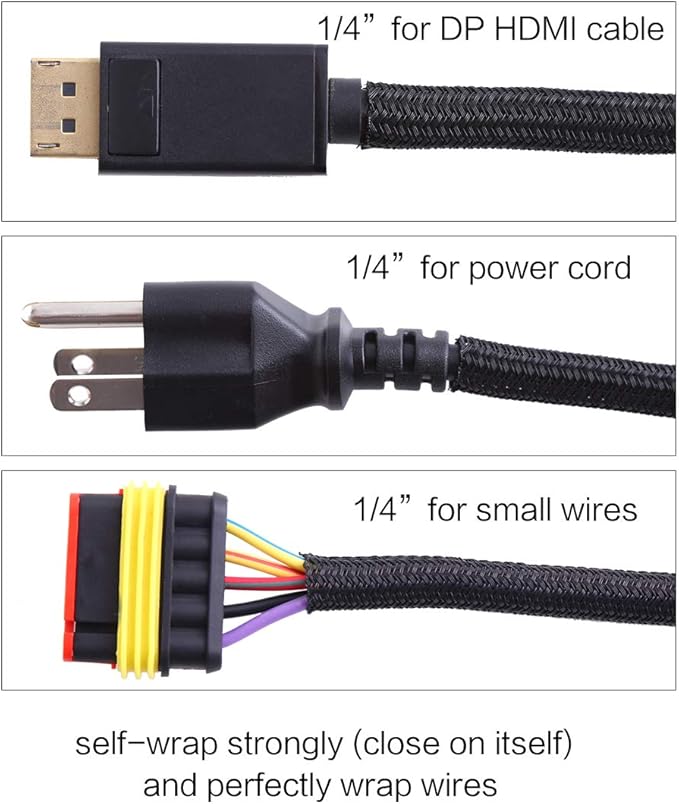Alex Tech 10ft - 1/4 inch Cord Protector Wire Loom Tubing Cable Sleeve Split - Image 3