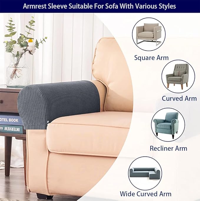 Premium Polyester Sofa Arm Cover, Scratch Resistant Protector Covers, Elastic - Image 5