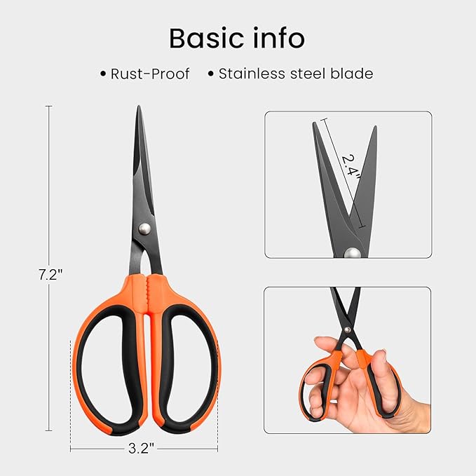 GROWNEER 1 Packs Trimming Scissors Teflon Coated Non Stick Blades Pruning - Image 2