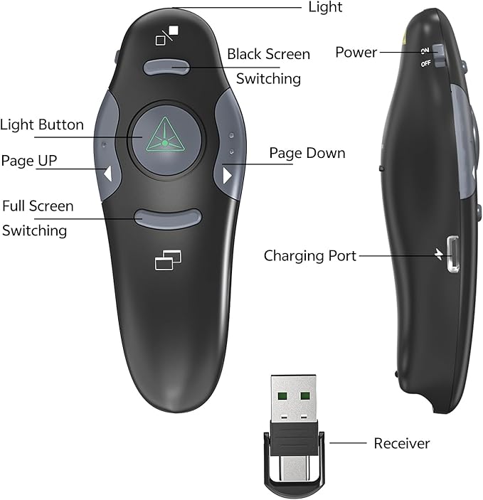 Presentation Clicker with Case Storage Wireless Presenter Remote USB Type C - Image 5