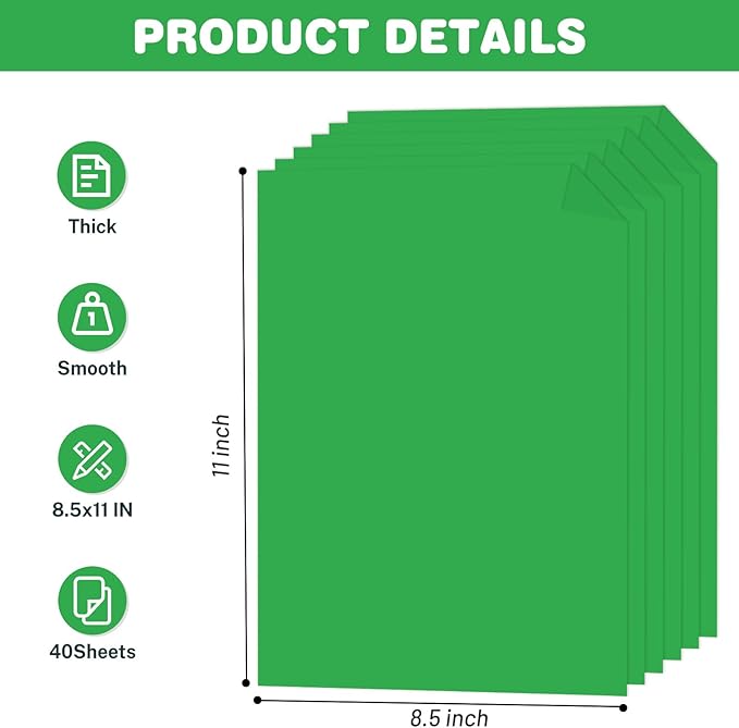 Cardstock 8.5 X 11, 40 Sheets, Christmas Green Card Stock, 75lb/ 180gsm - Image 2