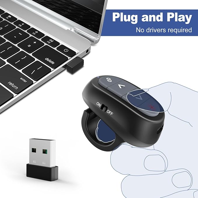 Presentation Clicker PowerPoint Wireless Presenter Remote: Laser Pointer Finger - Image 6