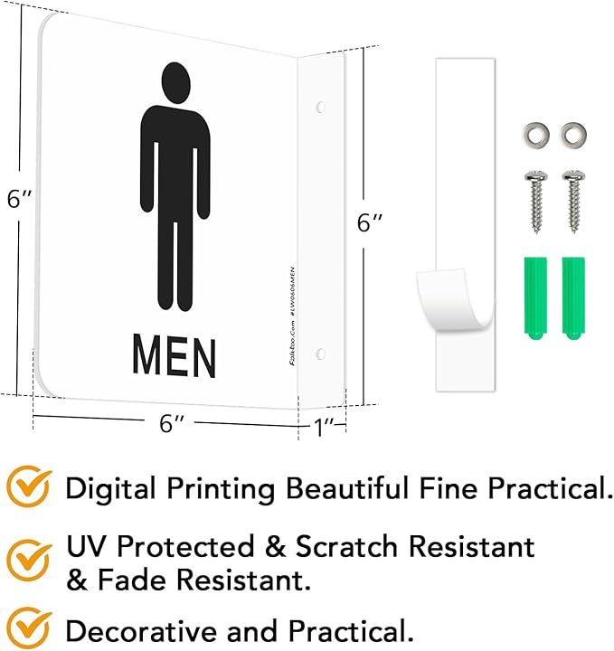 Faittoo Restroom Sign, Bathroom Signs, 4 Pack 6 x 6 Inches Acrylic Sign - Image 2