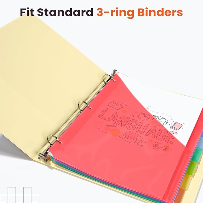 Sooez 24 Count Dividers with Pockets, 8 Tabs Binder Dividers - Image 7