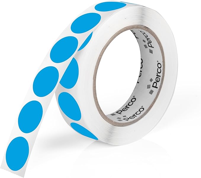 Perco Light Blue 1-Inch Round Circle Dot Sticker Labels by Perco