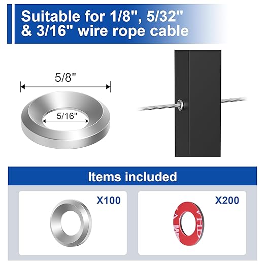 BLIKA 100Pack Cable Railing Adhesive Sleeves - Image 2