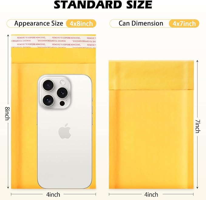 Ctarsthome 105Pack Yellow 4x8inch Kraft Bubble Mailers Small Business Mailing - Image 2