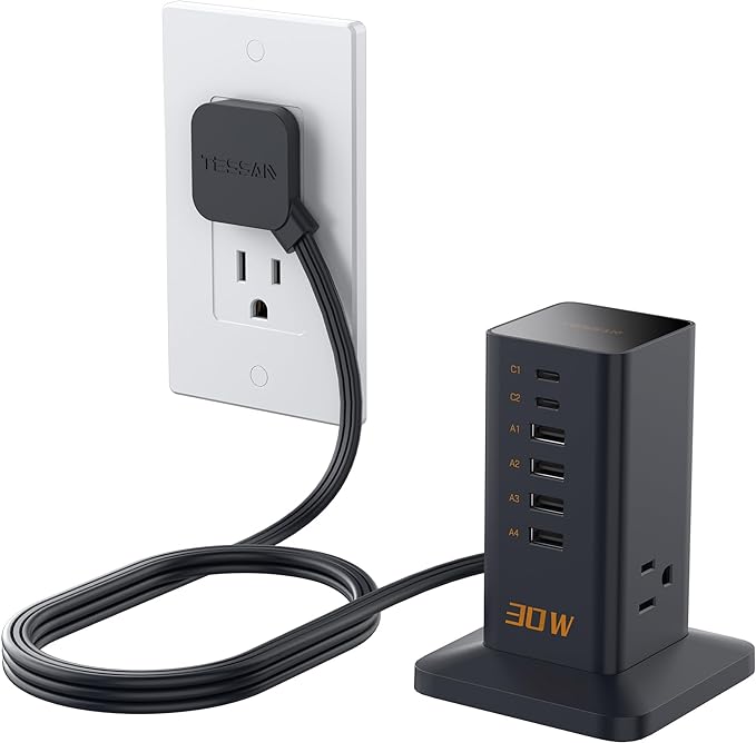 Charging Station 30W, TESSAN 9-in-1 Charger Blocks by TESSAN