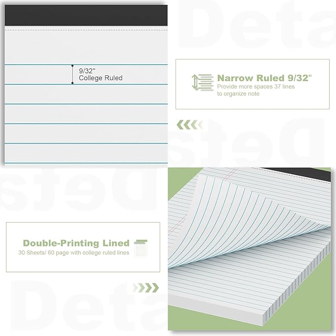 Note Pads 8.5 x 11.75 Writing Pads, 10 Pack, Double-Side Printed Lined Paper - Image 4