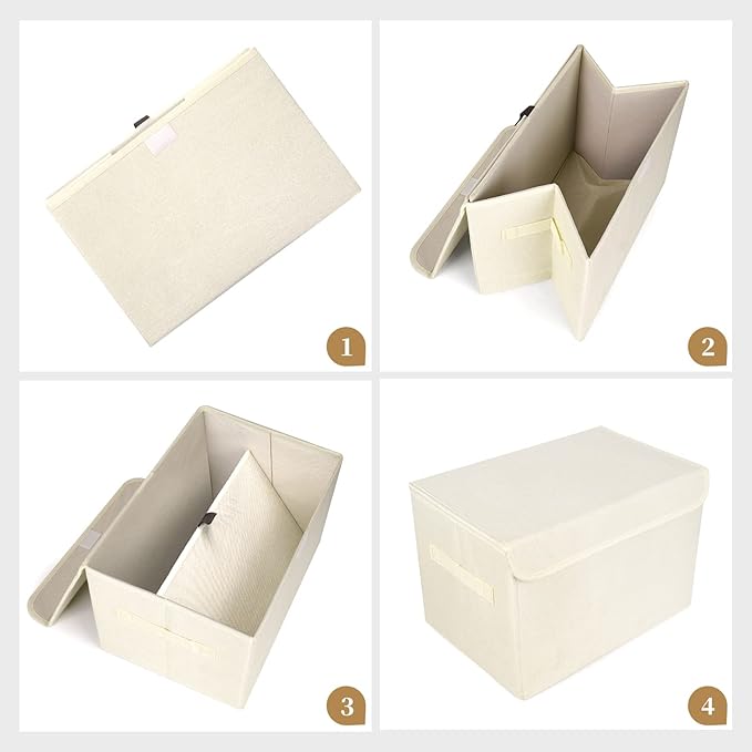 Bagnizer Large 22 Quart Linen Fabric Foldable Storage Bin Cube Organizer Basket - Image 6