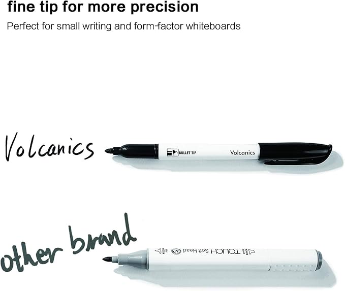 Volcanics Black Dry Erase Markers Low Odor Fine Whiteboard Markers Thin Box of - Image 4