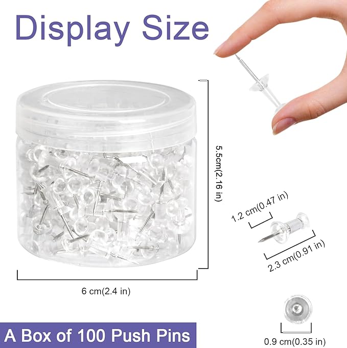 Amazon Basics Push Pins Tacks, Steel Point, - Image 2