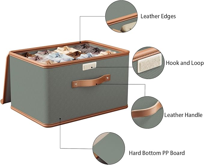 Tuza 2 Pack Storage Bins with Lids, Collapsible Closet Organizer Container - Image 6