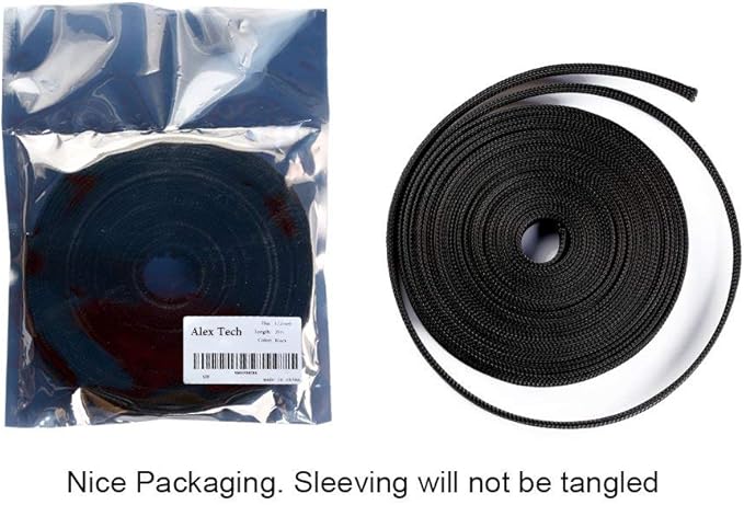 25ft - 1.25 inch PET Expandable Braided Sleeving – Black – Alex Tech Braided - Image 6