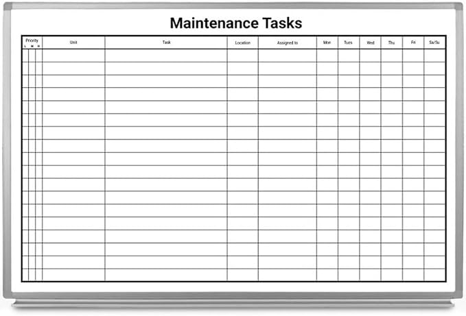 Maintenance Tasks Whiteboard 48" x 36" by CreativeSafetySupply