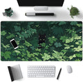 Black Cat Anime Desk Gaming Mat, XL Green & Large, 31.5x15.8in, by Mechanical+Cattle
