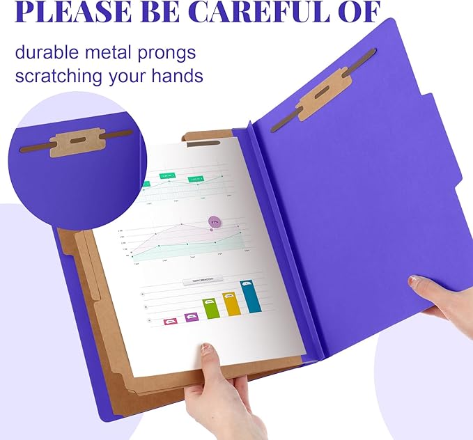 Skyygemm 12 Pcs Classification Folders Letter Size, 3 Divider Pressboard File - Image 4