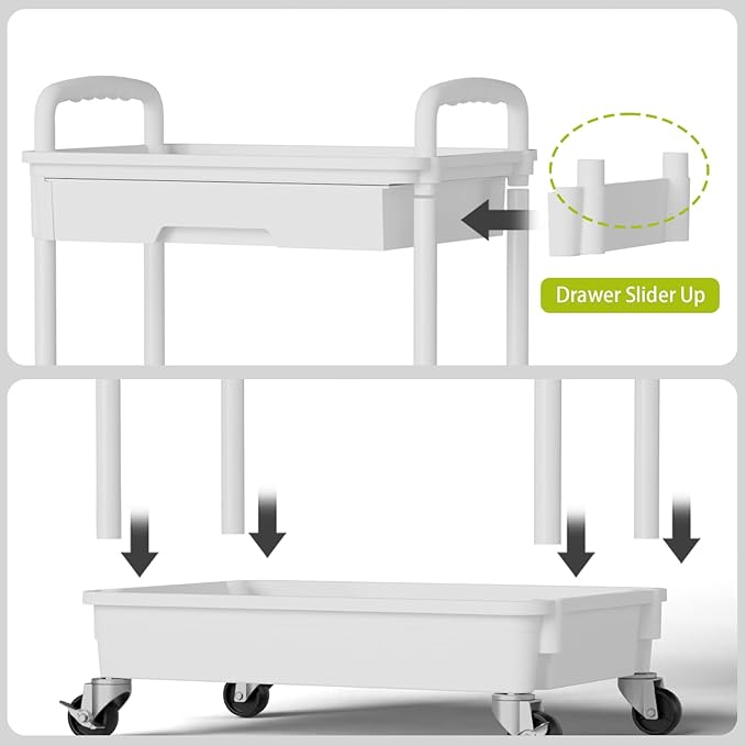 Sorgion 4 Tier Rolling Cart Organizer, Art Craft Diaper Bedside Snack Laundry - Image 5