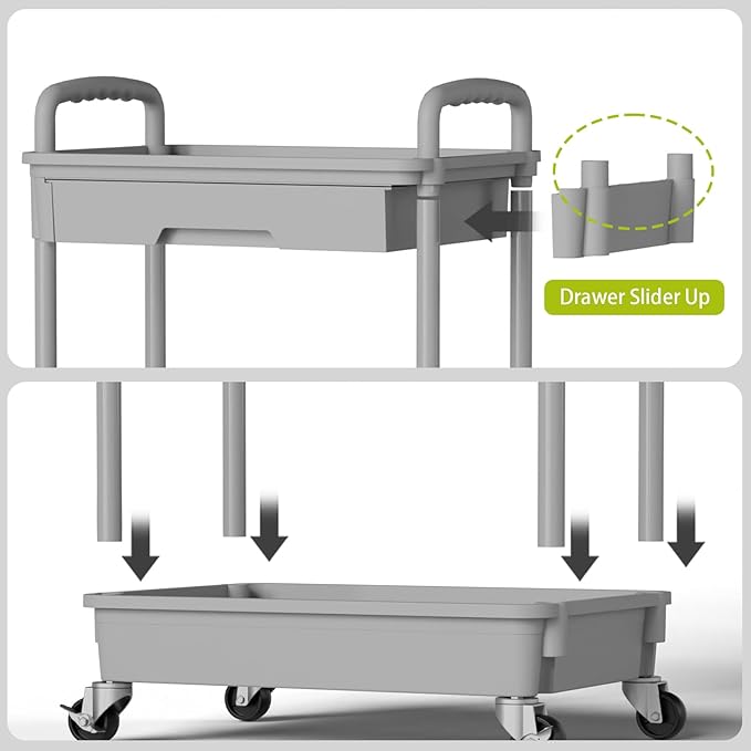 Sorgion 4 Tier Rolling Cart Organizer, Art Craft Diaper Bedside Snack Laundry - Image 5