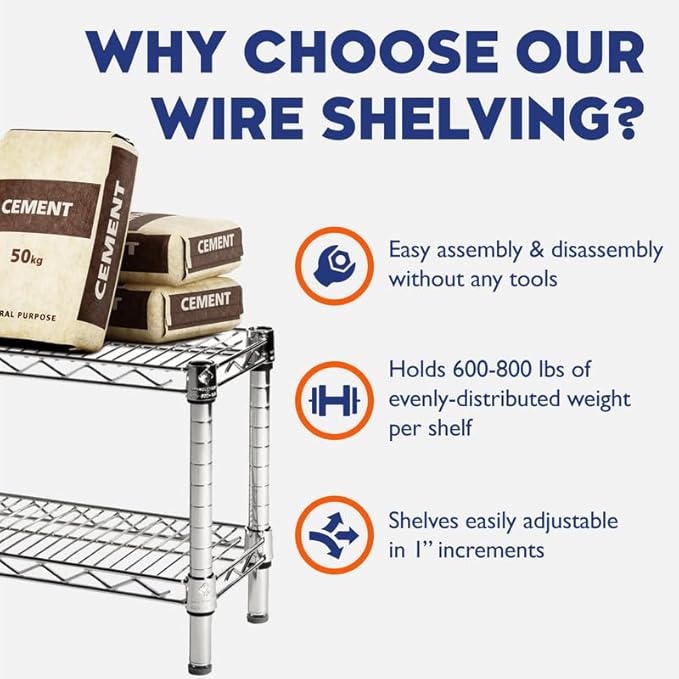Shelving Inc. 8" d x 42" w Chrome Wire Shelving - Image 7