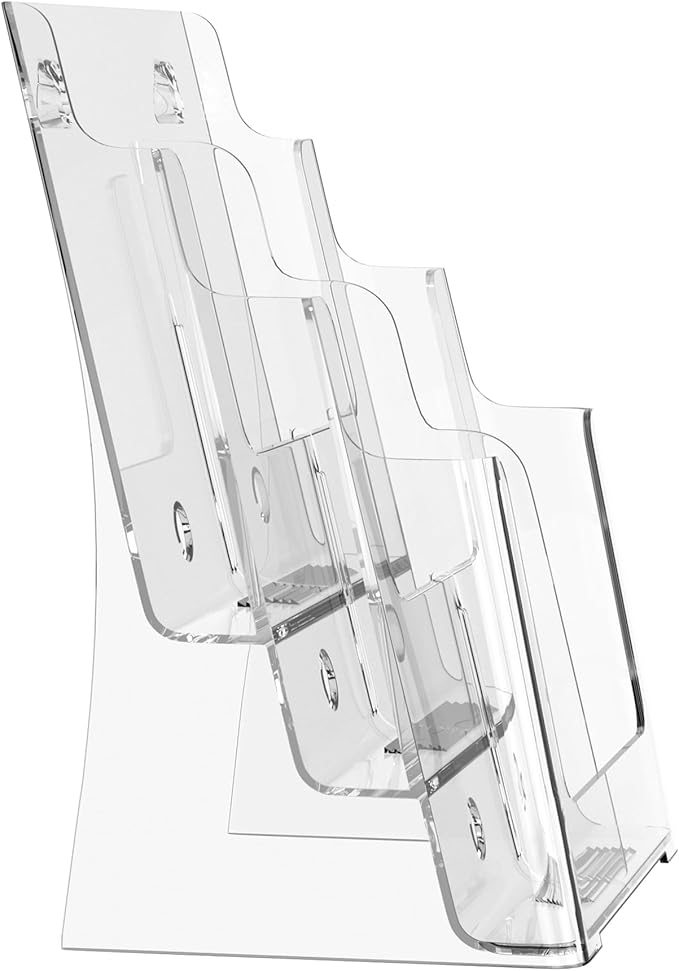 zavekia 3 Tier Acrylic Brochure Holder 8.5 x 11 inch, Magazine Holder, Flyer - Image 2