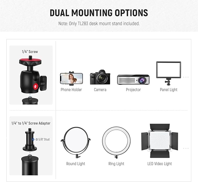 NEEWER Camera Desk Mount with Phone Holder & 360° Ball Head, Desktop Stand - Image 4
