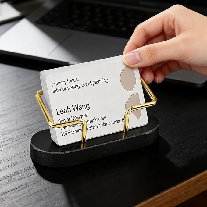 Zornaveli Marble Business Card Holder, 2 Pack Modern Business Card Display Stand - Image 5