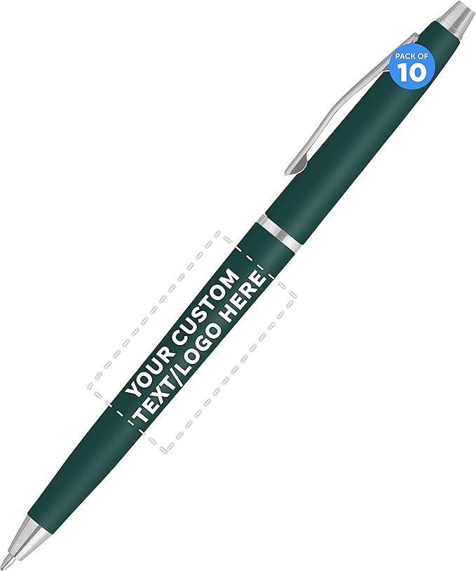 DISCOUNT PROMOS Custom Langham Ballpoint Pens Set of 10, Personalized Bulk Pack by DISCOUNTPROMOS