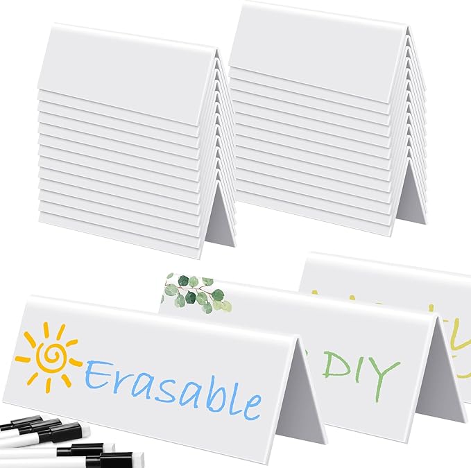 Fainne 20 Sets Dry Erase Name Tent Cards by Fainne