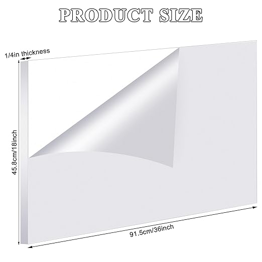 Roowest 2 Pcs 18 x 36 Inch, 1/4 Inch Thick Clear Acrylic Plexiglass Sheets - Image 2