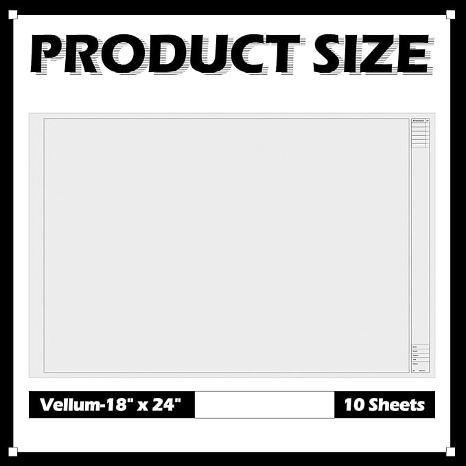 Gilprop 10 Sheets Architectural Vellum Paper 18" x 24" Drafting Vellum Tracing - Image 2