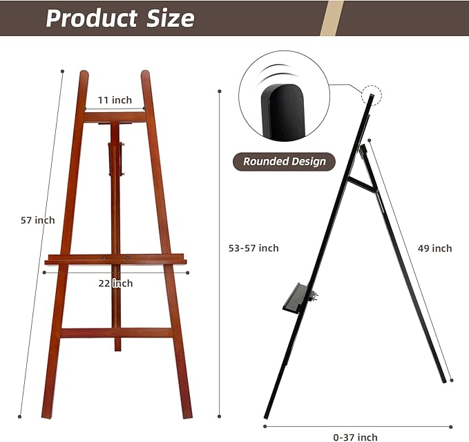 Stuelloaf Large A-Frame Wooden Painting Display Black Easel, Large Adjustable - Image 2