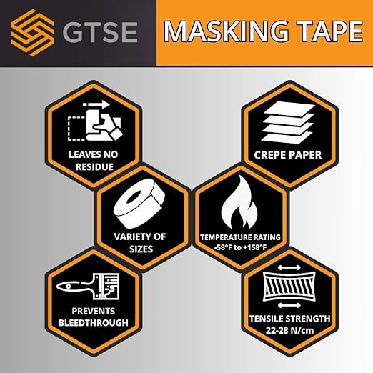 GTSE Masking Tape, Bulk Contractors Pack, 2 inches x 55 Yards, 48 Rolls - Image 7