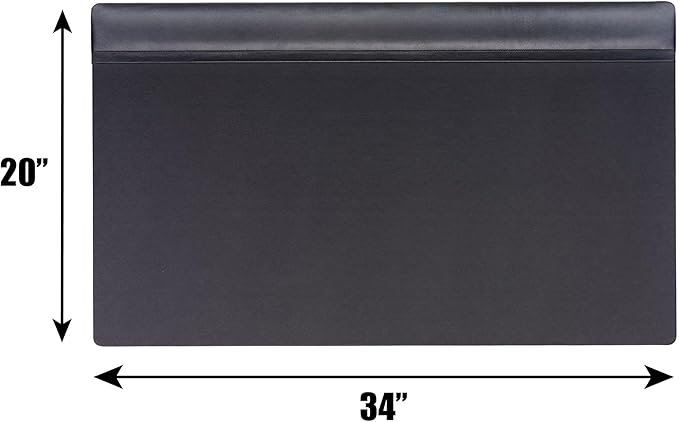 Dacasso Black Leather 34" X 20" Top-Rail Desk Pad - Image 3