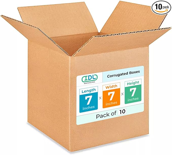 IDL Packaging - B-777-10 Cube Corrugated Shipping Boxes 7"L x 7”W x 7"H - by IDLPackaging