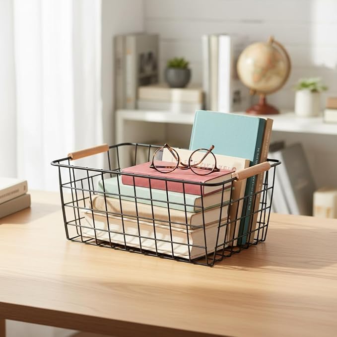 HDYOUDO Metal Black Wire Basket, Food Storage Organizer - Image 4