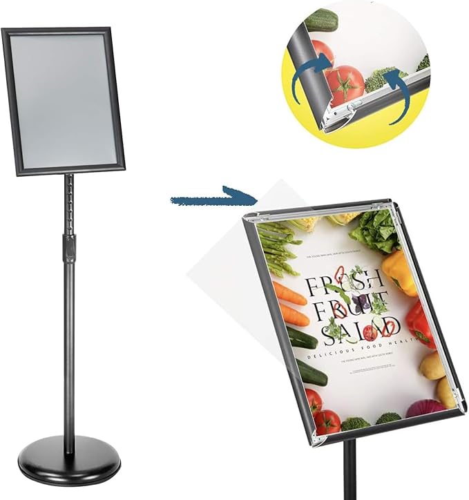 SENZHIYI Heavy Duty Poster Sign Stand Holder Adjustable Snap Open Aluminum - Image 2