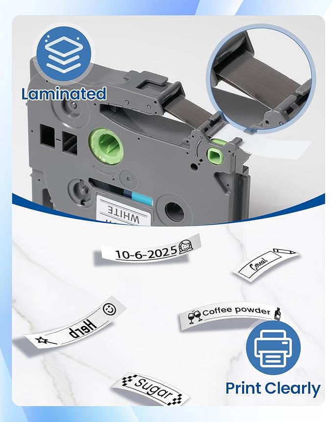 Pillex 10-Pack 12mm 0.47 Laminated White Label Tape Replacement - Image 4