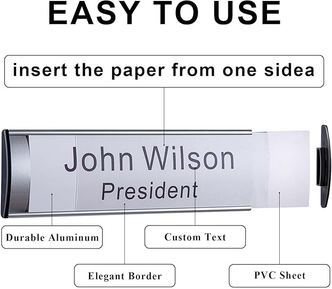 Set of 5 - Nameplate Holder for Wall Mount, 2.36'' x 10'' Curved Office - Image 2