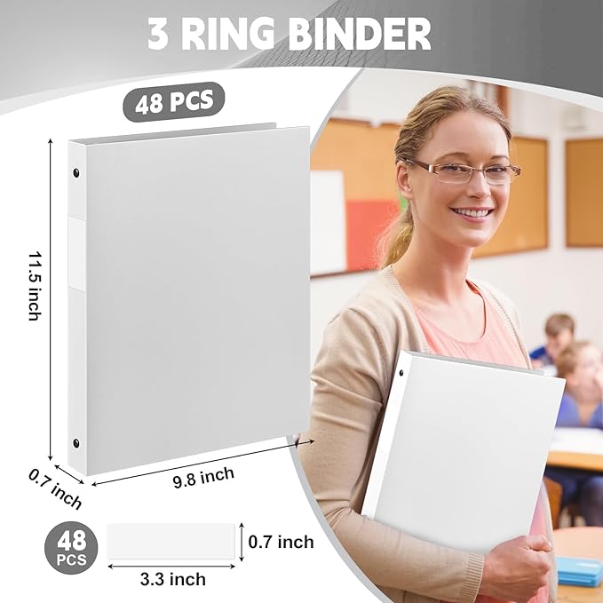 Henoyso 48 Pcs 3 Ring Binder 0.5 Inch Round Fits Letter Size 8.5'' x 11'' Paper - Image 2