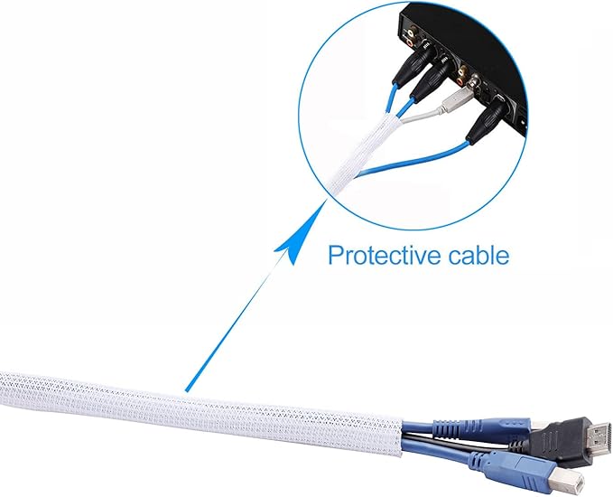 QCSIW 25ft 1 Inch White Cable Sleeve – Split Wire Loom Tubing Cord Protector – - Image 7
