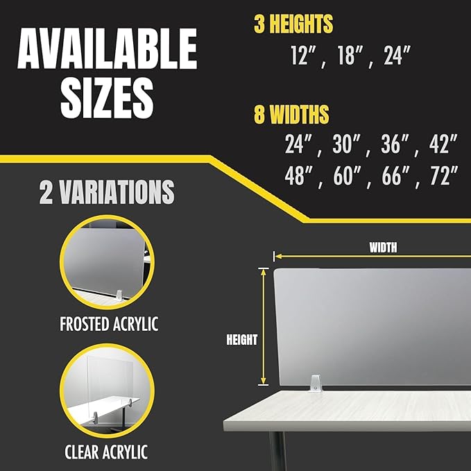 OBEX Frosted Acrylic Desk Mounted Privacy Panel - Image 3