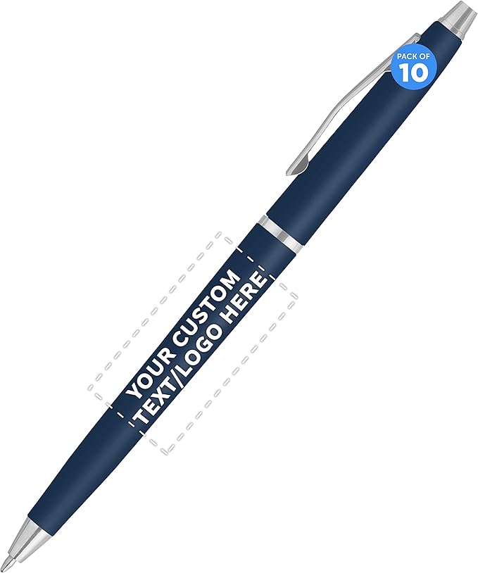 DISCOUNT PROMOS Custom Langham Ballpoint Pens Set of 10, Personalized Bulk Pack by DISCOUNTPROMOS