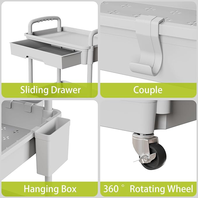 Sorgion 3 Tier Rolling Cart Organizer, Laundry Room Bathroom Organizers and - Image 4
