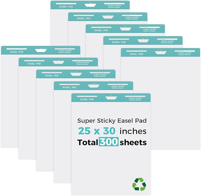 FAHKNS Sticky Easel Pad，Large 25x30 Inch Self-Adhesive Teacher'S Flip Chart by FAHKNS