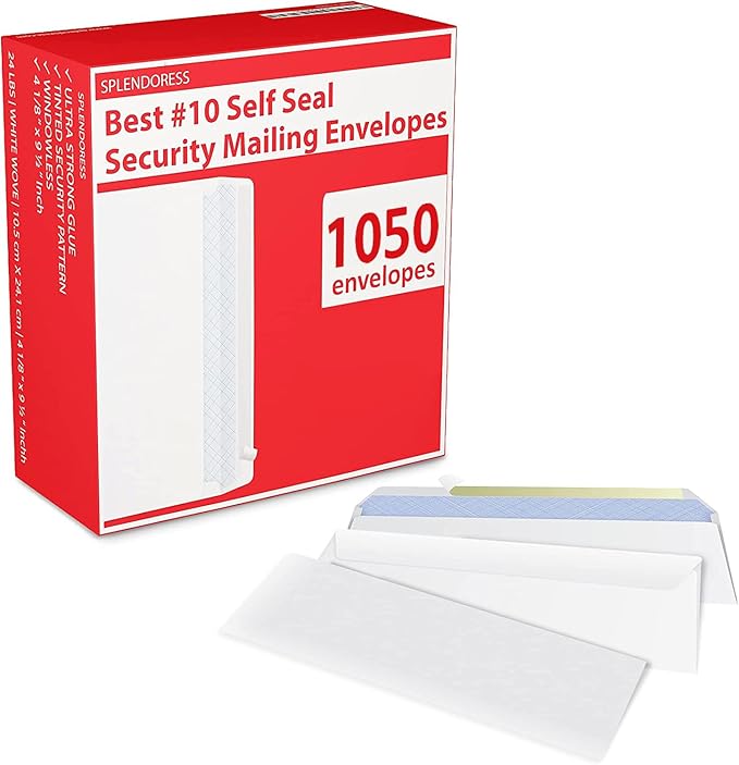 #10 Envelopes Letter Size Self Seal | 1, 050 Business Mailing Security Peel and - Image 6