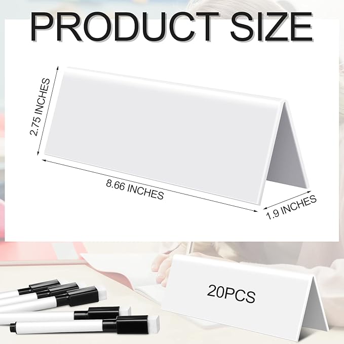 Fainne 20 Sets Dry Erase Name Tent Cards - Image 2